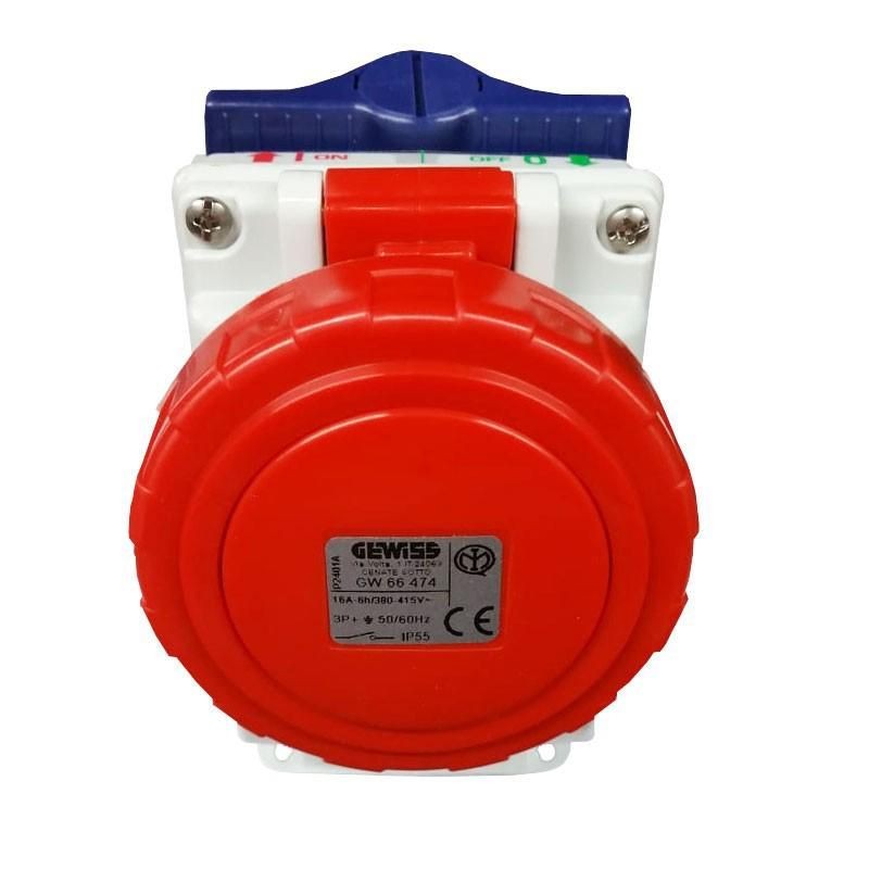 Presa interbloccata verticale 3P+T 16A IP55 GEWISS GW66474 Presa interbloccata verticale 3P+T 16A IP55 GEWISS GW66474
