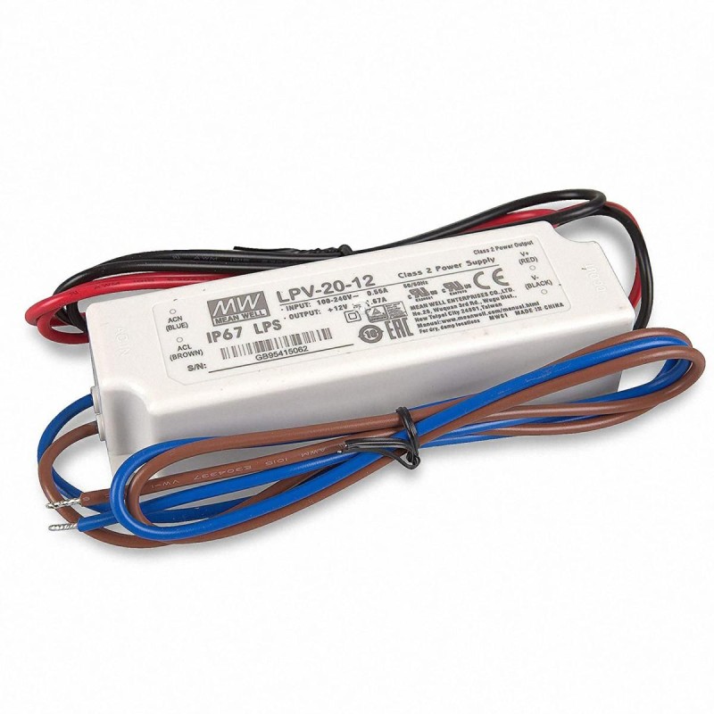 Alimentatore Switching 20W 12V 1,67A IP67 MEAN WELL LPV-20-12 Alimentatore Switching 20W 12V 1,67A IP67 MEAN WELL LPV-20-12