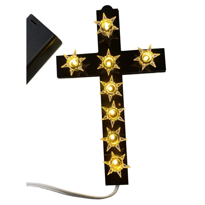 Croce Con 8 Led in Plexiglass Nera Croce Con 8 Led in Plexiglass Nera