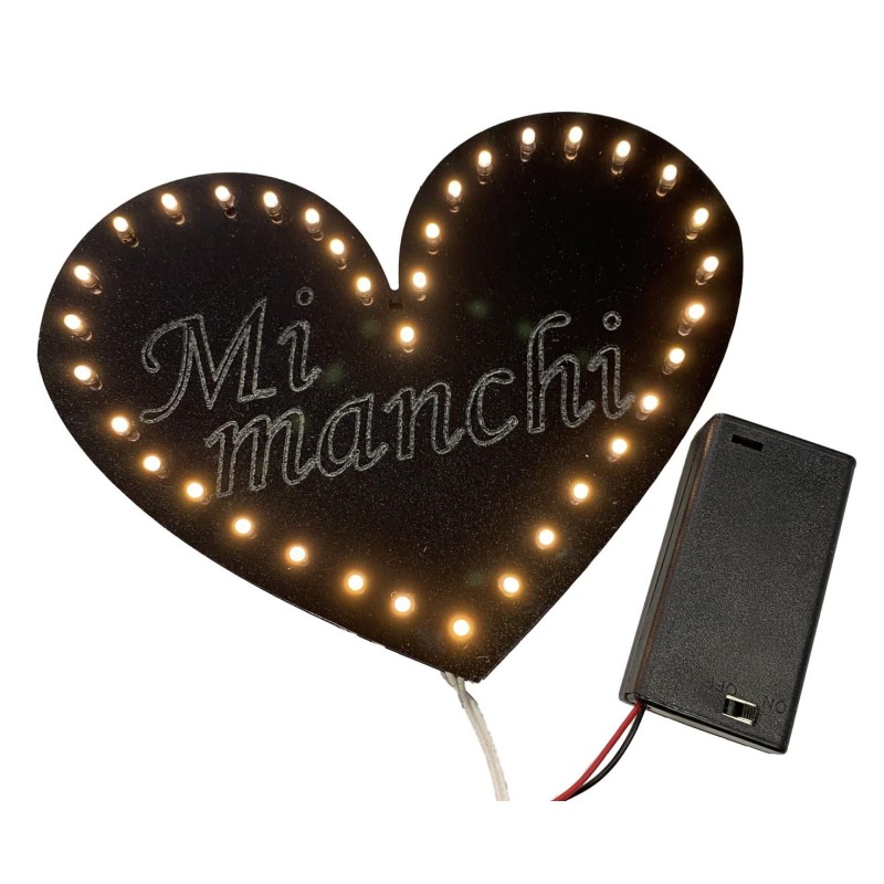 Cuore Mi Manchi Con 36 Led in Plexiglass Nero Cuore Mi Manchi Con 36 Led in Plexiglass Nero