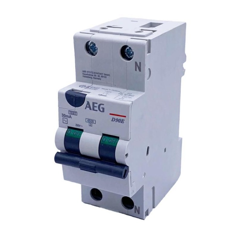 INTERRUTTORE MAGNETOTERMICO DIFFERENZIALE AEG 16A 1P+N 4.5KA 30MA 2 MODULI 604936