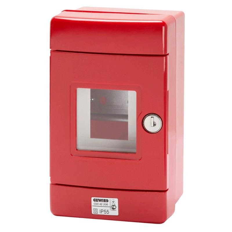 Centralino stagno di emergenza rosso 4 moduli EN50022 GEWISS GW42206 Centralino stagno di emergenza rosso 4 moduli EN50022 GEWISS GW42206