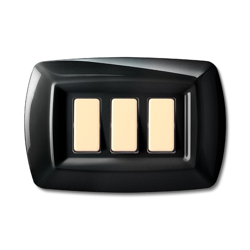 Tondo' Placca 3 Moduli Nero ELETTROCANALI ECL2593N Tondo' Placca 3 Moduli Nero ELETTROCANALI ECL2593N