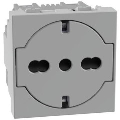 Presa flat Schuko Standard P40 2 moduli grigia MatixGO BTICINO JG4140A16F