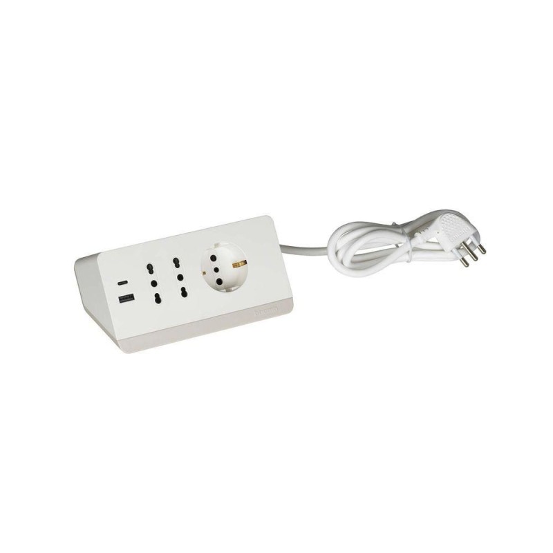 Multipresa da scrivania con 2 prese USB tipo A+C bianca BTICINO S3711DBU Multipresa da scrivania con 2 prese USB tipo A+C bianca BTICINO S3711DBU
