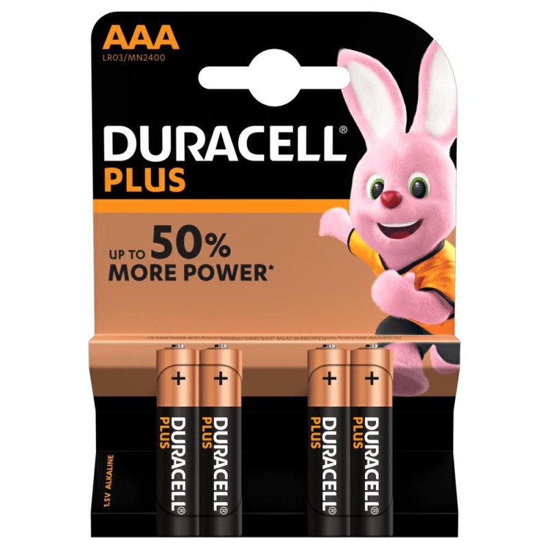 4 BATTERIE ALCALINE PLUS MINISTILO AAA 1,5 V DURACELL 4 BATTERIE ALCALINE PLUS MINISTILO AAA 1,5 V DURACELL