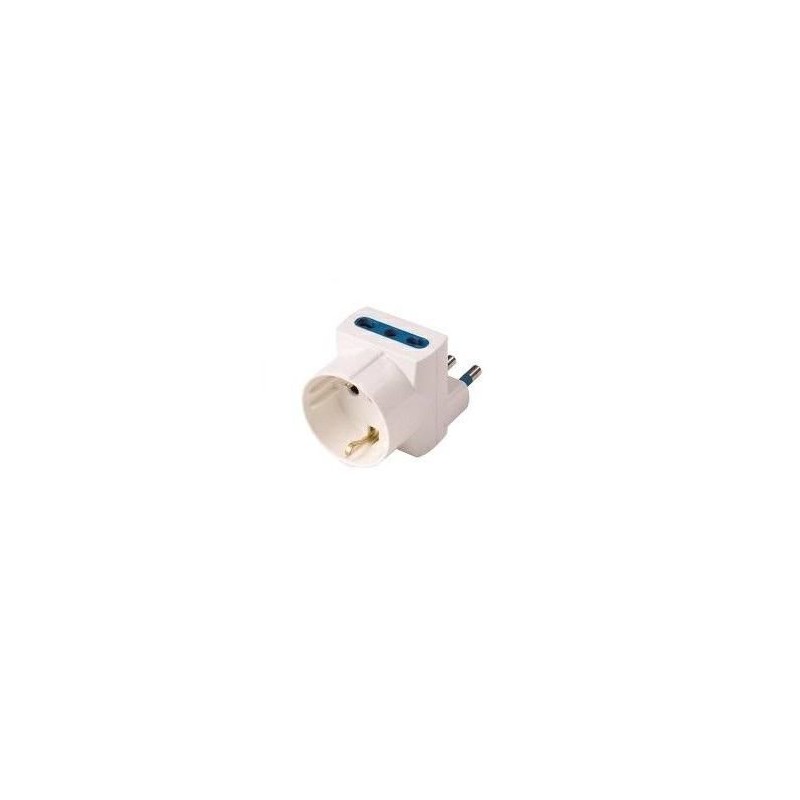 Adattatore Triplo salvaspazio Spina S17 16A 2P+T 2 Prese Bipasso + 1 Presa Schuko ECOVA 30054
