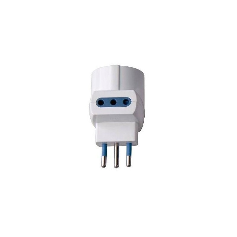 Adattatore Triplo Spina 10A 2 Prese 10A + 1 Schuko Bianco ECOVA 33041