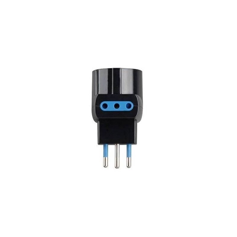 Adattatore Triplo Spina 10A 2 Prese 10A + 1 Schuko Nero ECOVA 33042
