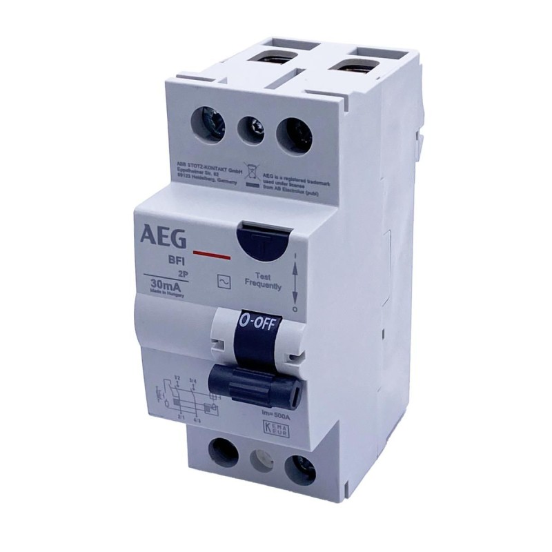 INTERRUTTORE DIFFERENZIALE PURO AEG 25A 2P 30MA 2 MODULI 607112 INTERRUTTORE DIFFERENZIALE PURO AEG 25A 2P 30MA 2 MODULI 607112