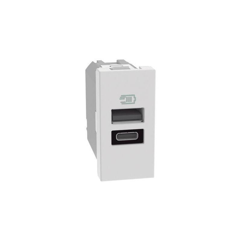 Caricatore USB con una porta tipo A e una tipo C bianco 15W MatixGO BTICINO JW4191AC