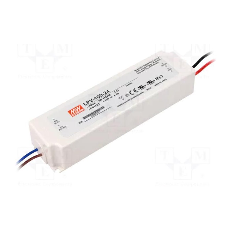Alimentatore Switching 100W 24V 4,2A IP67 MEAN WELL LPV-100-24 Alimentatore Switching 100W 24V 4,2A IP67 MEAN WELL LPV-100-24