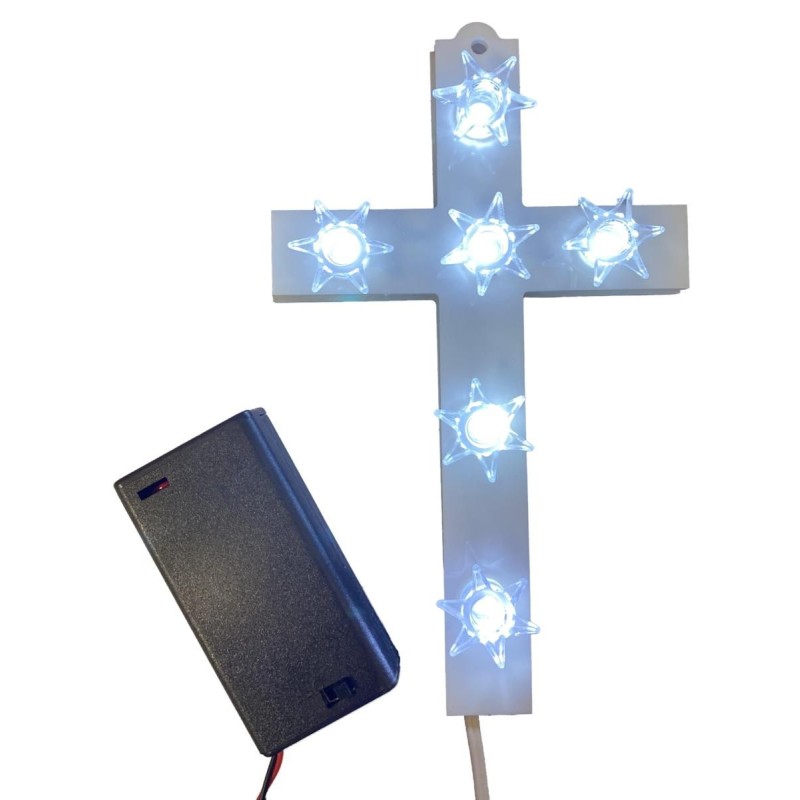 Croce Con 6 Led in Plexiglass Bianco Croce Con 6 Led in Plexiglass Bianco