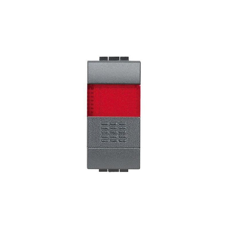 Pulsante LivingLight antracite 1P con portalampada Rosso BTICINO L4038R