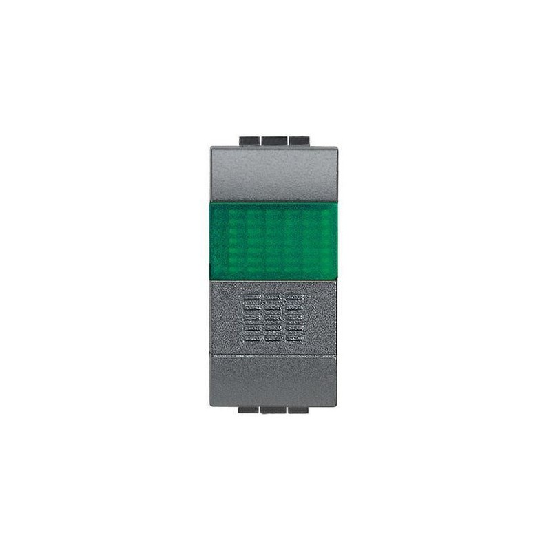 Pulsante LivingLight antracite 1P con portalampada Verde BTICINO L4038V
