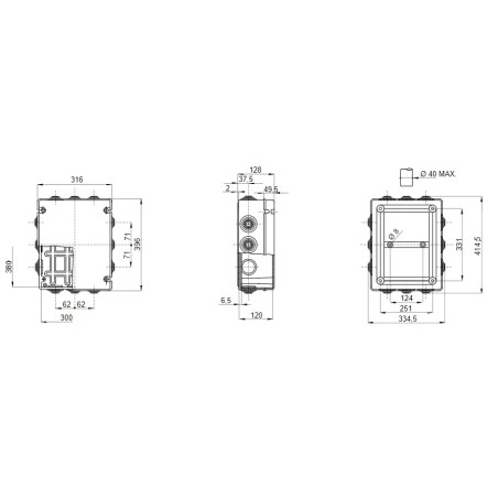 Cassetta esterna con gommini IP55 380x300x120 GEWISS GW44010