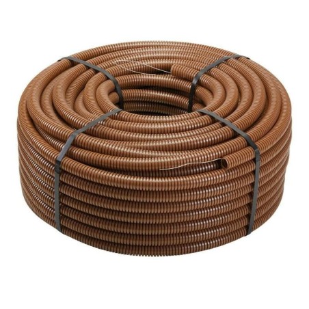TUBO CORRUGATO MARRONE CON TIRAFILO DIAMETRO 25MM 50MT