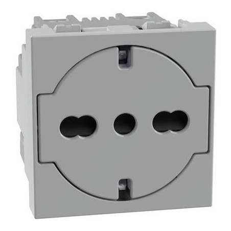 Presa flat Schuko Standard P40 2 moduli grigia MatixGO BTICINO JG4140A16F