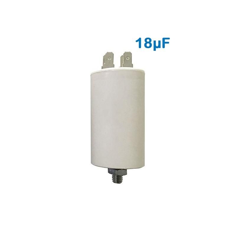 CONDENSATORE DI SPUNTO 450V 18UF TERMINALE FASTON CONDENSATORE DI SPUNTO 450V 18UF TERMINALE FASTON