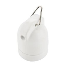 Portalampada in Porcellana Bianca E27 con Gancio FAI 0161/SM/BI