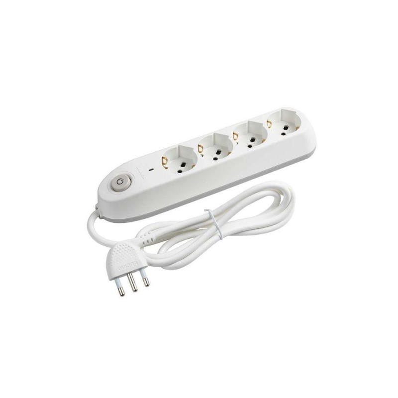 Multipresa POKER 4 schuko con cavo, interruttore di sicurezza e salvafulmine bianca BTICINO 3684DBF Multipresa POKER 4 schuko con cavo, interruttore di sicurezza e salvafulmine bianca BTICINO 3684DBF