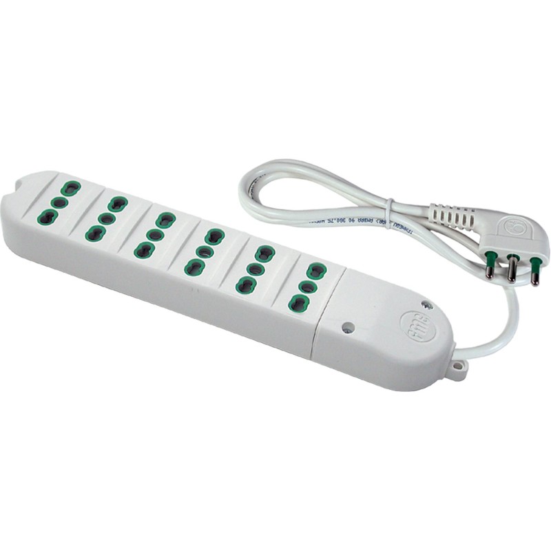 Multipresa scarpetta con 6 prese bivalenti e cavo bianca FANTON 41040 Multipresa scarpetta con 6 prese bivalenti e cavo bianca FANTON 41040