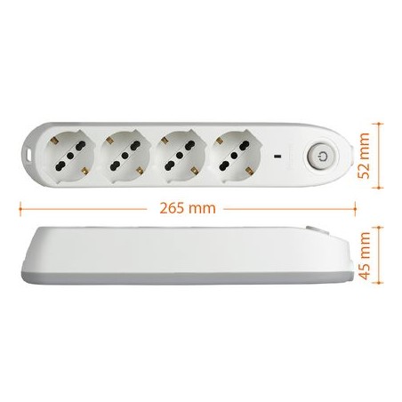 Multipresa POKER 4 schuko con cavo, interruttore di sicurezza e salvafulmine bianca BTICINO 3684DBF