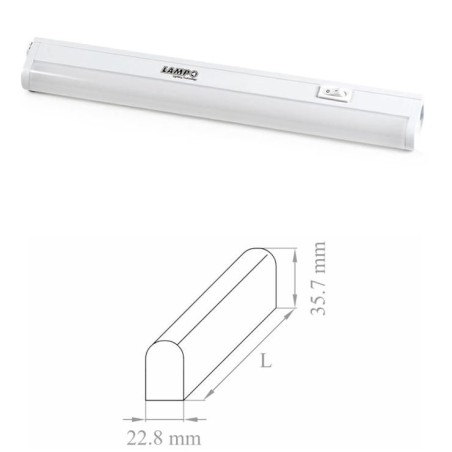 Reglette a LED T5 4W 3000K 275 mm con interruttore LAMPO PT5LED/4W/BC