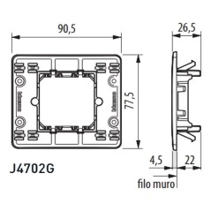 Supporto 2 moduli fissaggio con graffette MatixGO BTICINO J4702G Supporto 2 moduli fissaggio con graffette MatixGO BTICINO J4702G