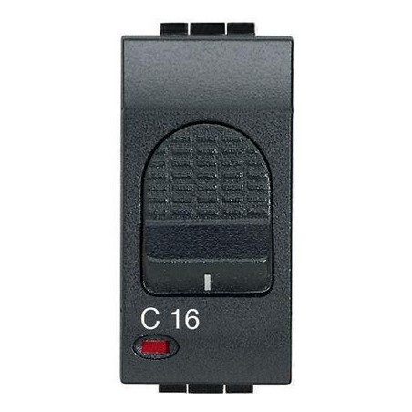 Interruttore Automatico Magnetotermico Bipolare 1 Polo Protetto 16A LivingLight Antracite BTICINO L4301/16