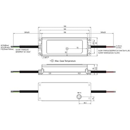 Alimentatore Switching 150W 24V 6,25A IP67 MEAN WELL XLG-150-24-A