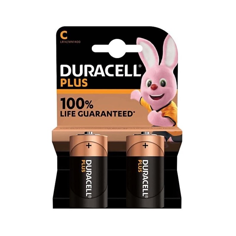 2 BATTERIE ALCALINE PLUS 1/2 TORCE C 1,5 V DURACELL