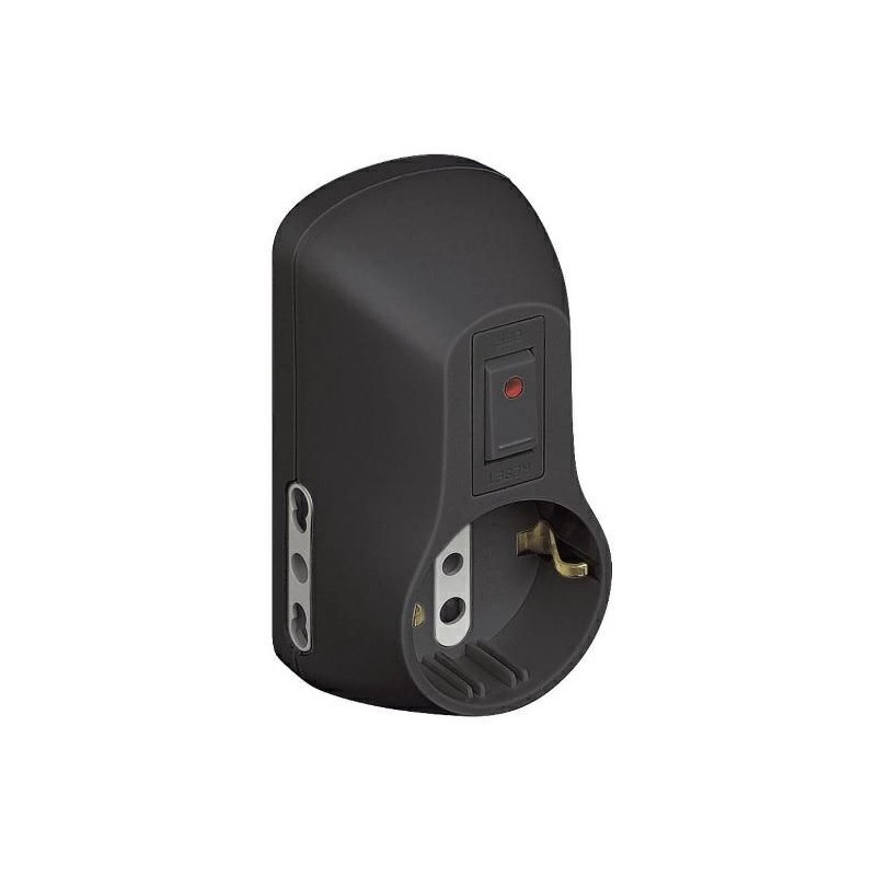 Adattatore Con Protezione Sovraccarico Spina 16A 2 Prese 10/16A + 1 Presa Tedesca P30 Antracite BTICINO S3611GB Adattatore Con Protezione Sovraccarico Spina 16A 2 Prese 10/16A + 1 Presa Tedesca P30 Antracite BTICINO S3611GB
