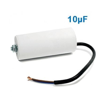 CONDENSATORE DI SPUNTO 450V 10UF TERMINALE CAVO