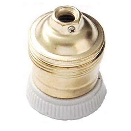 Portalampada E27 Ottone con Anello Porcellana FAI 1035
