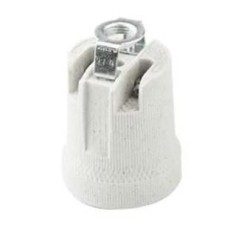 Portalampda in Porcellana Bianca E27 con Foro Filettato M10X1 FAI 0072/73