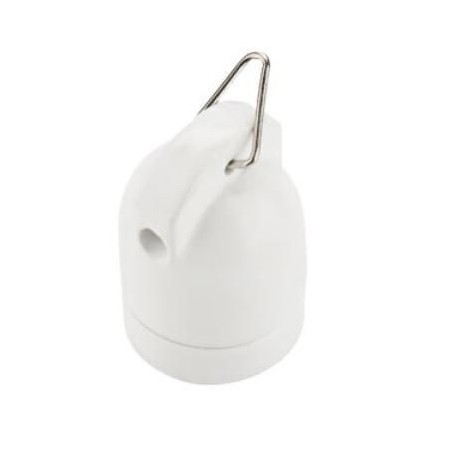 Portalampada in Porcellana Bianca E27 con Gancio FAI 0161/SM/BI