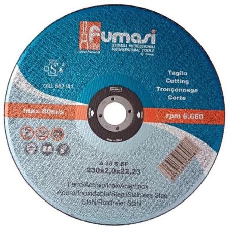 Disco taglio mola inox/ferro per flessibile Ø 230x2,0x22,23mm FUMASI 562141