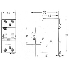 INTERRUTTORE MAGNETOTERMICO DIFFERENZIALE AEG 6A 1P+N 4.5KA 30MA 2 MODULI 604934