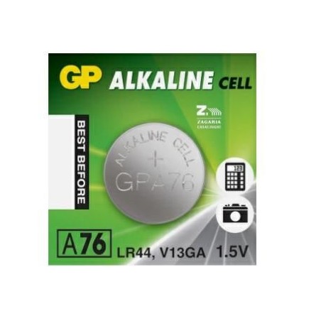 1 Batteria Alcalina a Bottone 1,5V LR44 V13GA GP A76