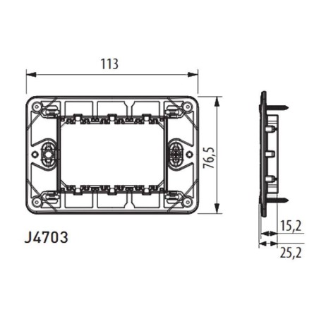 Supporto 3 moduli fissaggio viti MatixGO BTICINO J4703