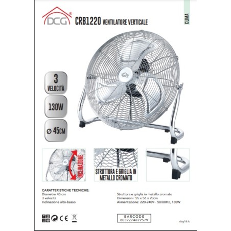 Ventilatore Verticale 3 Pale 45CM DCG CRB1220