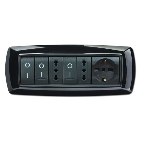 Placca My Life 7 Moduli Nera ELETTROCANALI ECL2987N