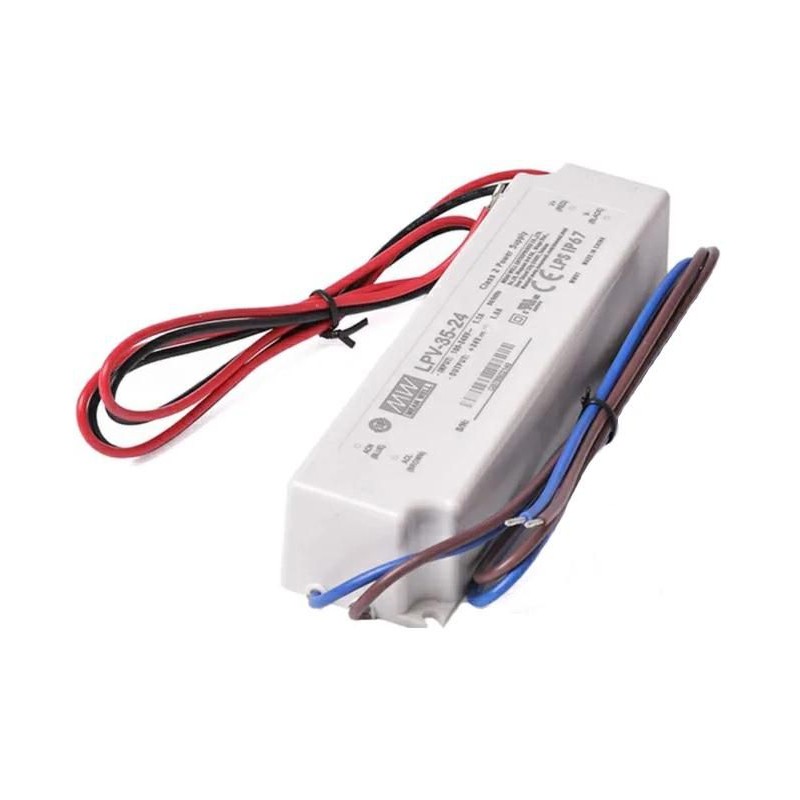 Alimentatore Switching 35W 24V 1,5A IP67 MEAN WELL LPV-35-24 Alimentatore Switching 35W 24V 1,5A IP67 MEAN WELL LPV-35-24