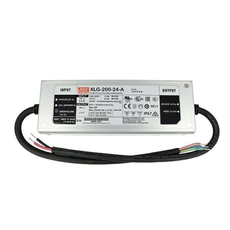 Alimentatore Switching 200W 24V 8,3A IP67 MEAN WELL XLG-200-24-A Alimentatore Switching 200W 24V 8,3A IP67 MEAN WELL XLG-200-24-A