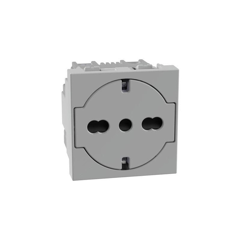 Presa flat Schuko Standard P40 2 moduli grigia MatixGO BTICINO JG4140A16F