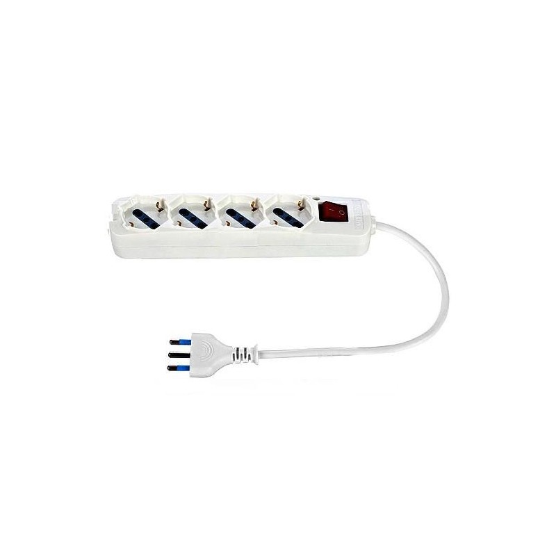 Multipresa 4 Uscite Universali con interruttore Bianca ECOVA 30079N Multipresa 4 Uscite Universali con interruttore Bianca ECOVA 30079N
