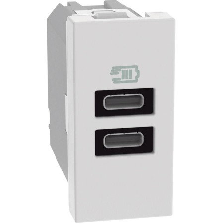 Caricatore USB con Doppia Porta tipo C bianco 15W MatixGO BTICINO JW4191CC