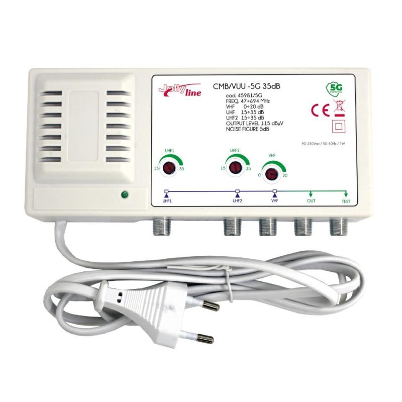 Centralino da Muro VHF/UHF/UHF 3 Ingressi Separati Regolabili Max 35DB con Filtro 5G KONELCO GBC JL45981/5G Centralino da Muro VHF/UHF/UHF 3 Ingressi Separati Regolabili Max 35DB con Filtro 5G KONELCO GBC JL45981/5G