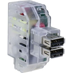 Alimentatore da Incasso 2 USB-A Keystone Trasparente 2,4A FANTON 82892